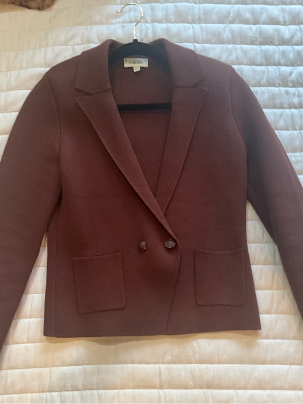L'AGENCE Chocolate Brown Tailored Knit Blazer